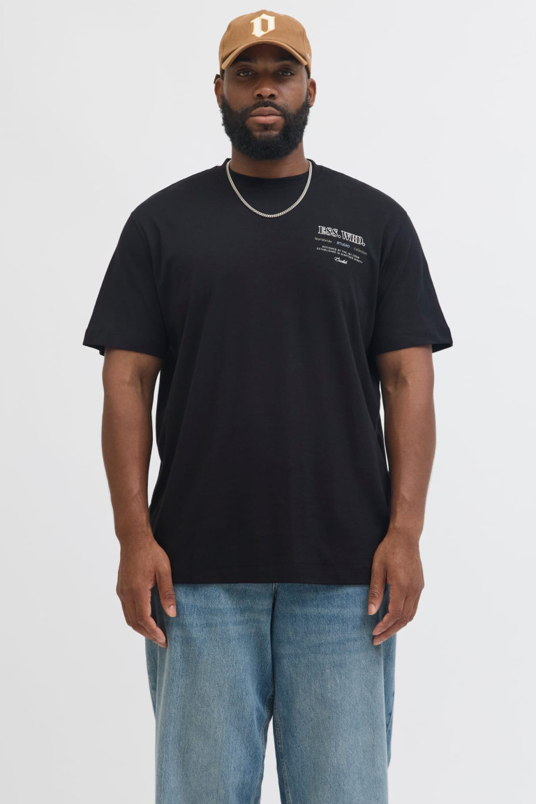 Футболка великого розміру Wide Fit Jack&Jones, чорна