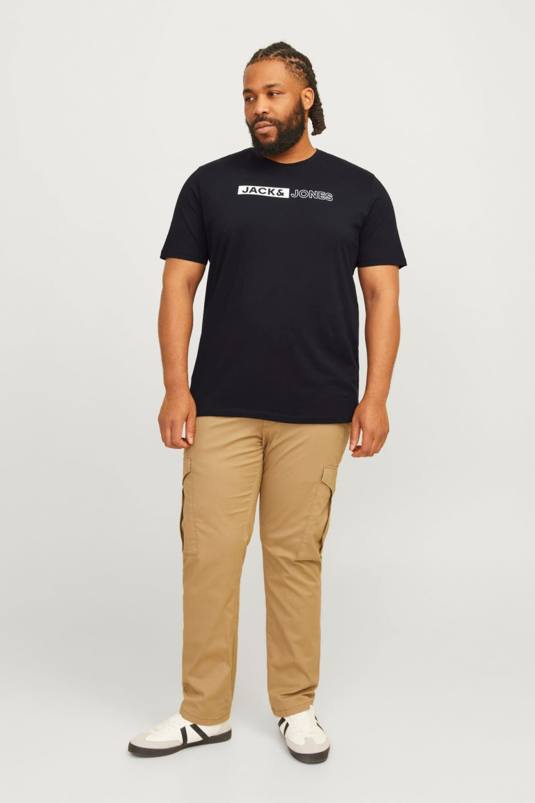 Футболка Slim Fit великого розміру з принтом "Jack&Jones" Jack&Jones, чорна